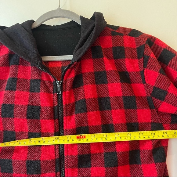 Nevada Men’s Buffalo Plaid Fleece Zip Hoodie Jacket Red Black Medium Warm Cozy - Picture 10 of 10